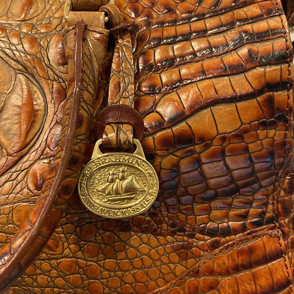 Brahmin satchel crossbody embossed croc handbag